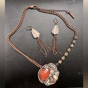 Pink necklace and earring set